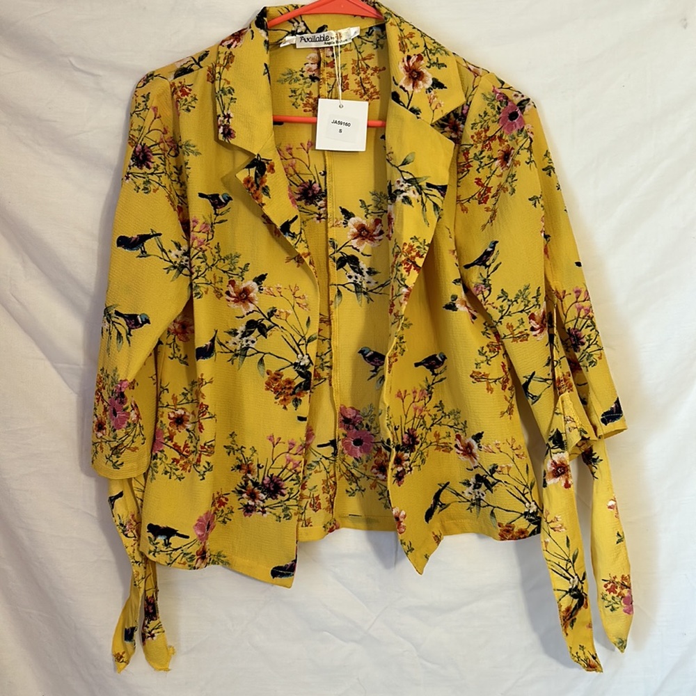floral bird print size L lightweight blazer